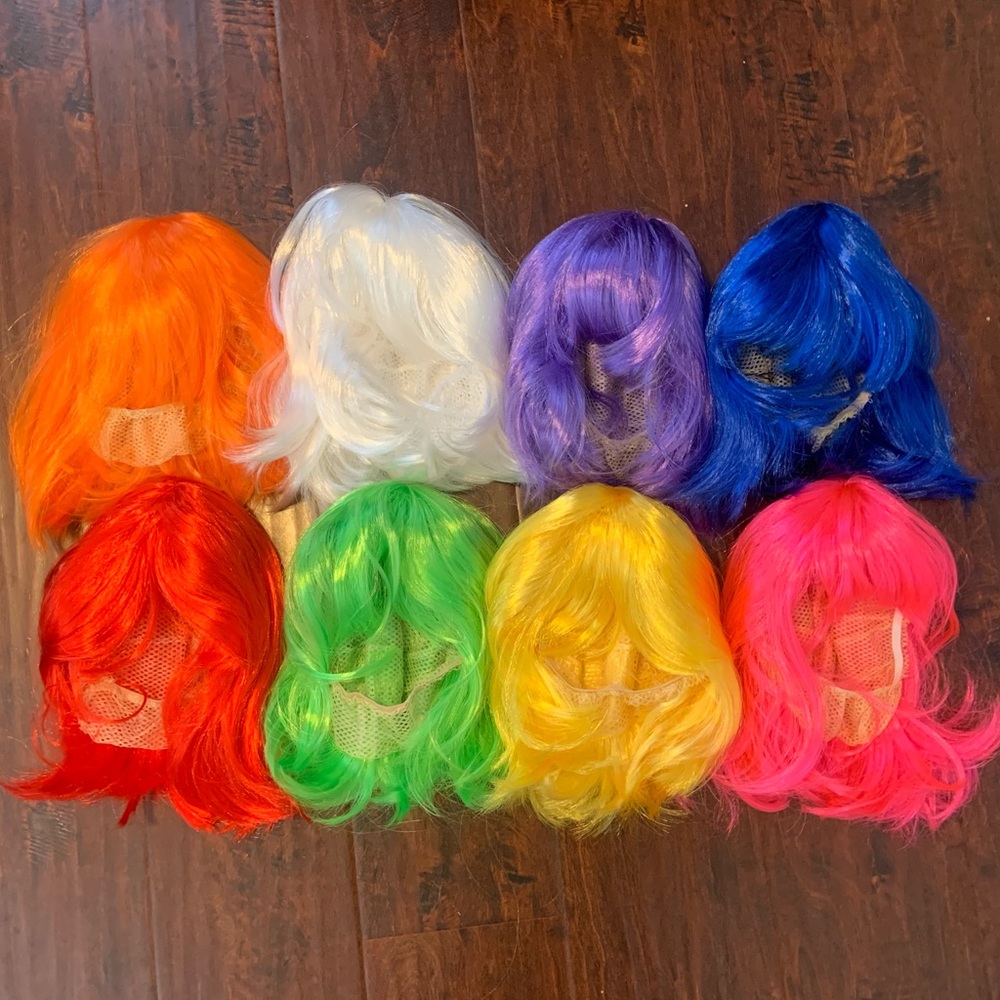 Colorful Wigs! Bundle of 8 - Shorter Hair, Bangs